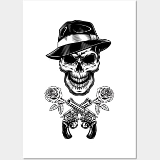 Skull Drawing, Skull Gangster Tattoo Posters and Art